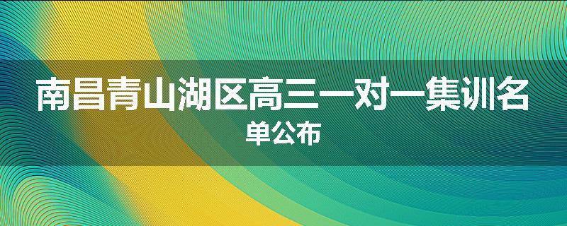 南昌青山湖区高三一对一集训名单公布