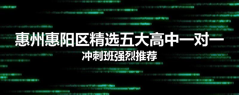 惠州惠阳区精选五大高中一对一冲刺班强烈推荐