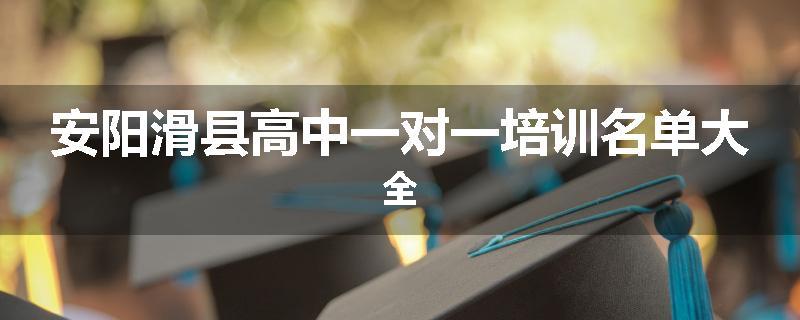 安阳滑县高中一对一培训名单大全
