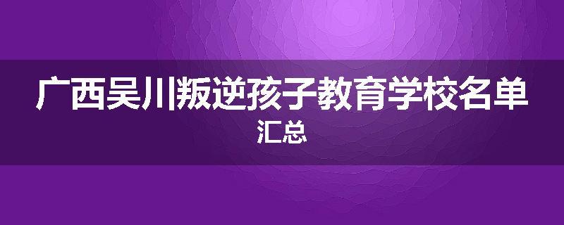 广西吴川叛逆孩子教育学校名单汇总