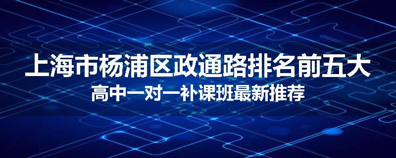 上海市杨浦区政通路排名前五大高中一对一补课班最新推荐