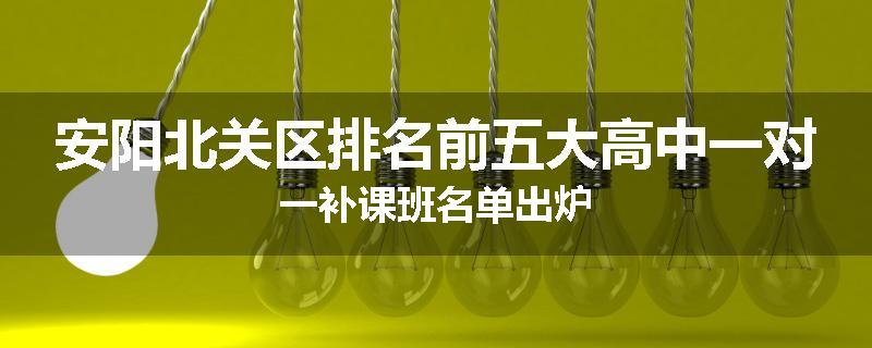 安阳北关区排名前五大高中一对一补课班名单出炉