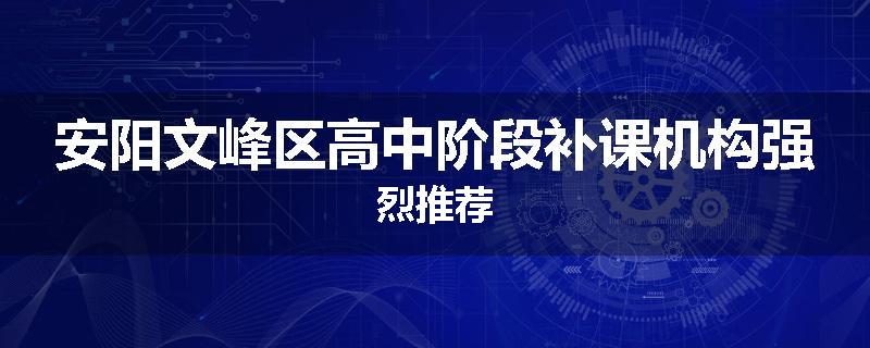 安阳文峰区高中阶段补课机构强烈推荐