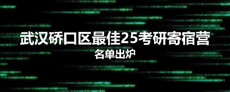 武汉硚口区最佳25考研寄宿营名单出炉