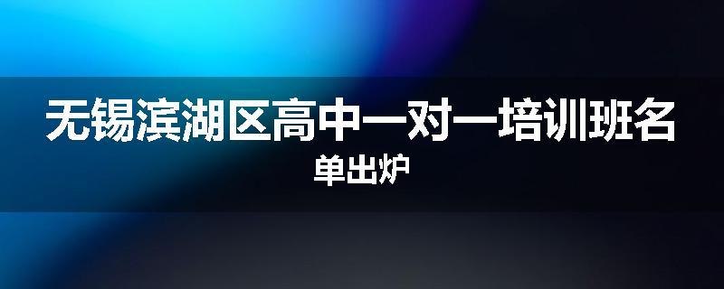 无锡滨湖区高中一对一培训班名单出炉