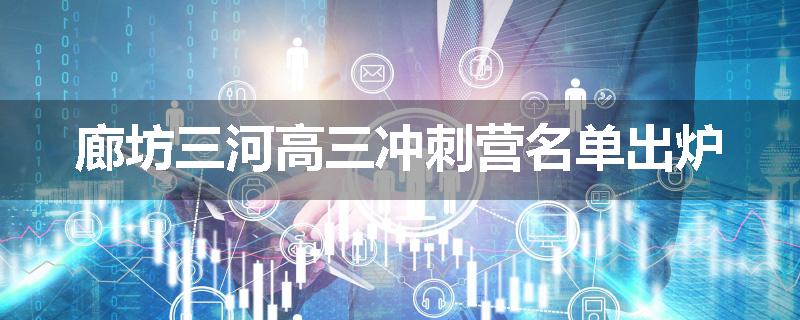 廊坊三河高三冲刺营名单出炉