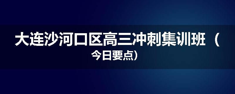 大连沙河口区高三冲刺集训班（今日要点）