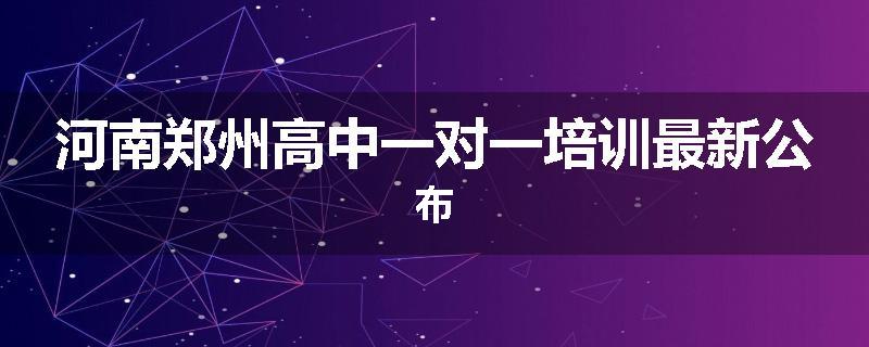 河南郑州高中一对一培训最新公布