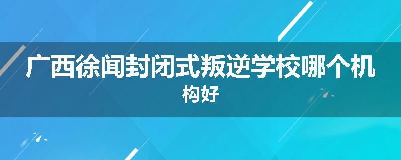 广西徐闻封闭式叛逆学校哪个机构好