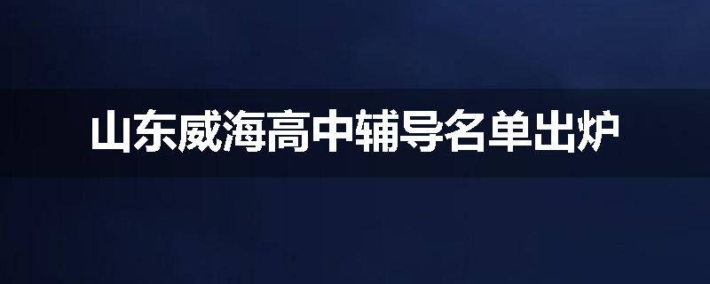 山东威海高中辅导名单出炉