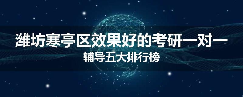 潍坊寒亭区效果好的考研一对一辅导五大排行榜
