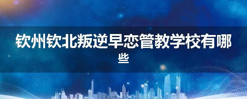 钦州钦北叛逆早恋管教学校有哪些