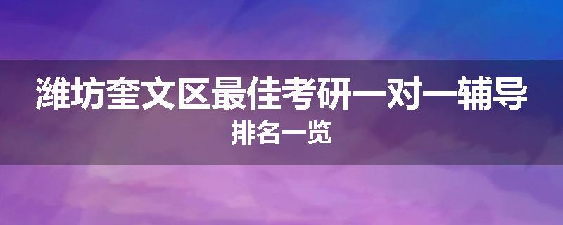 潍坊奎文区最佳考研一对一辅导排名一览