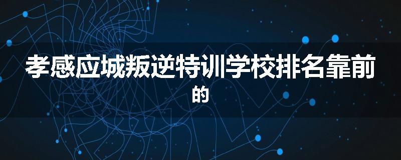 孝感应城叛逆特训学校排名靠前的