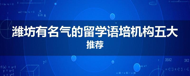 潍坊有名气的留学语培机构五大推荐