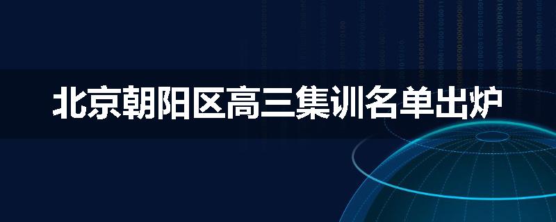 北京朝阳区高三集训名单出炉