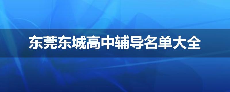 东莞东城高中辅导名单大全