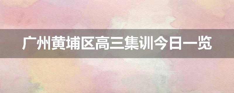 广州黄埔区高三集训今日一览