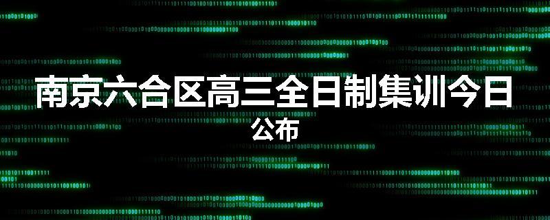 南京六合区高三全日制集训今日公布
