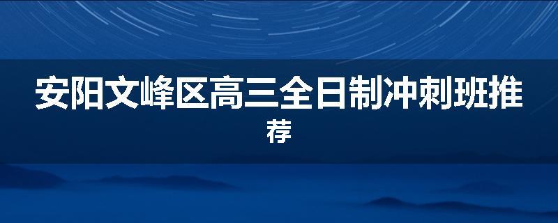 安阳文峰区高三全日制冲刺班推荐