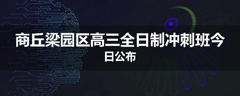商丘梁园区高三全日制冲刺班今日公布
