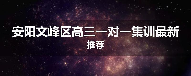 安阳文峰区高三一对一集训最新推荐