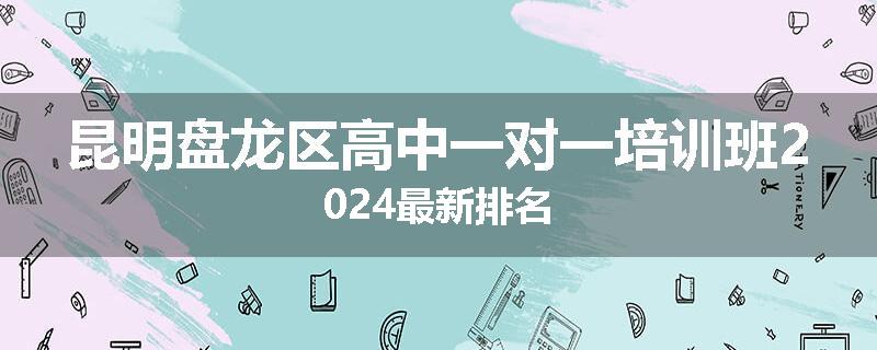 昆明盘龙区高中一对一培训班2024最新排名