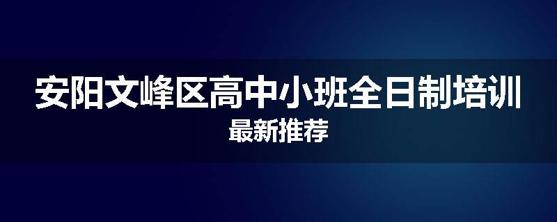 安阳文峰区高中小班全日制培训最新推荐