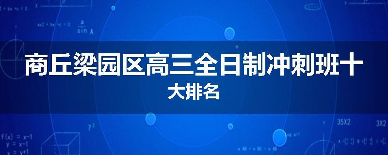 商丘梁园区高三全日制冲刺班十大排名