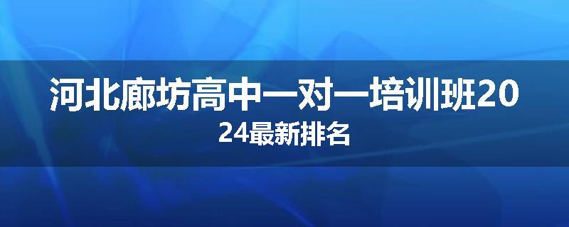 河北廊坊高中一对一培训班2024最新排名