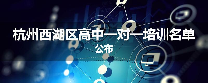 杭州西湖区高中一对一培训名单公布