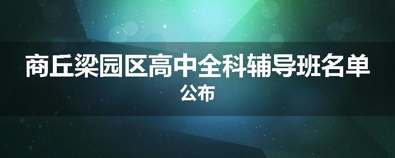 商丘梁园区高中全科辅导班名单公布