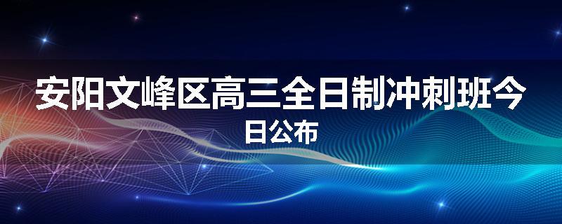 安阳文峰区高三全日制冲刺班今日公布