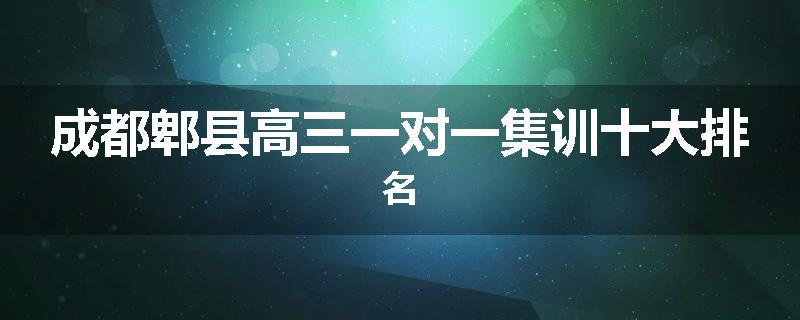 成都郫县高三一对一集训十大排名
