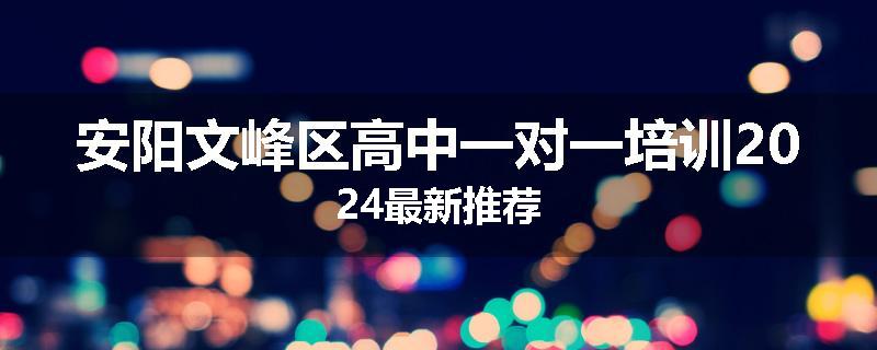 安阳文峰区高中一对一培训2024最新推荐