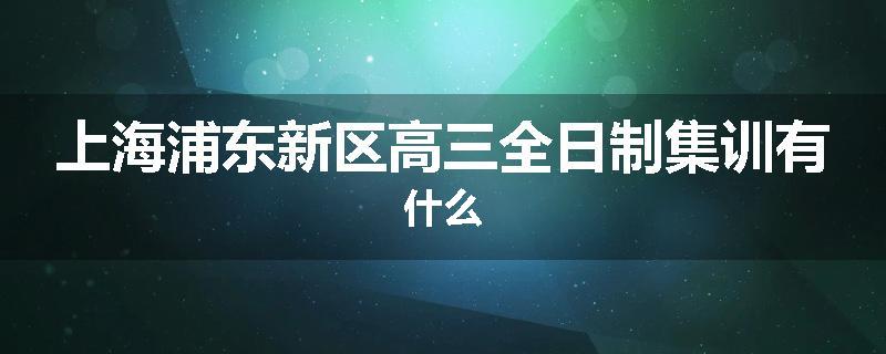 上海浦东新区高三全日制集训有什么