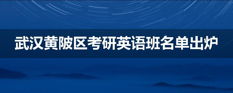 武汉黄陂区考研英语班名单出炉