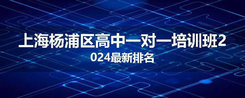 上海杨浦区高中一对一培训班2024最新排名