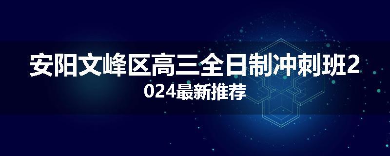 安阳文峰区高三全日制冲刺班2024最新推荐