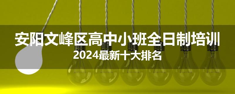 安阳文峰区高中小班全日制培训2024最新十大排名