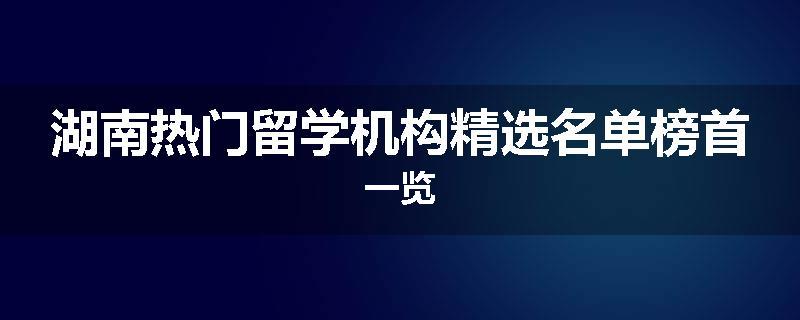 湖南热门留学机构精选名单榜首一览