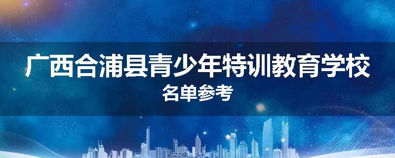 广西合浦县青少年特训教育学校名单参考