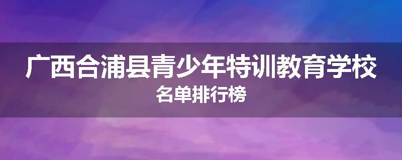 广西合浦县青少年特训教育学校名单排行榜