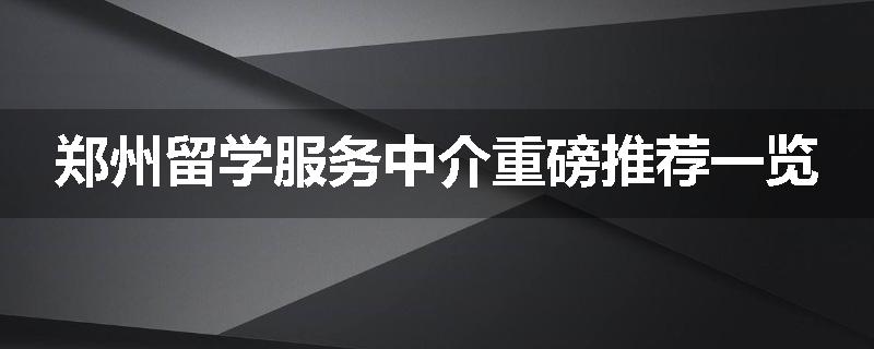 郑州留学服务中介重磅推荐一览