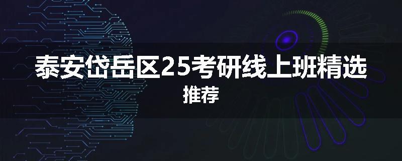 泰安岱岳区25考研线上班精选推荐