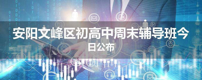 安阳文峰区初高中周末辅导班今日公布