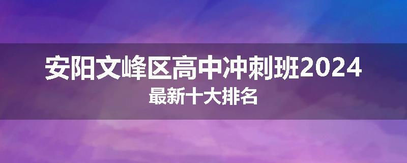 安阳文峰区高中冲刺班2024最新十大排名