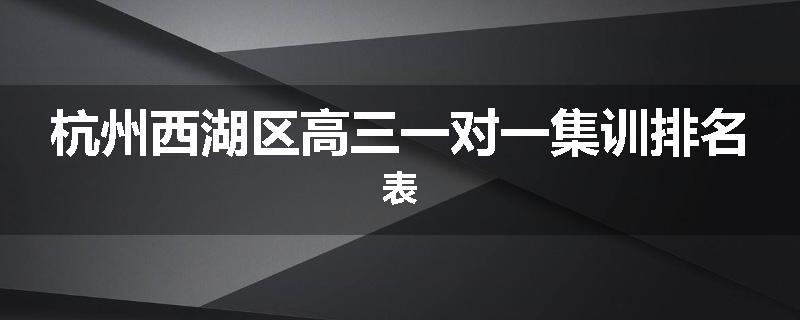 杭州西湖区高三一对一集训排名表