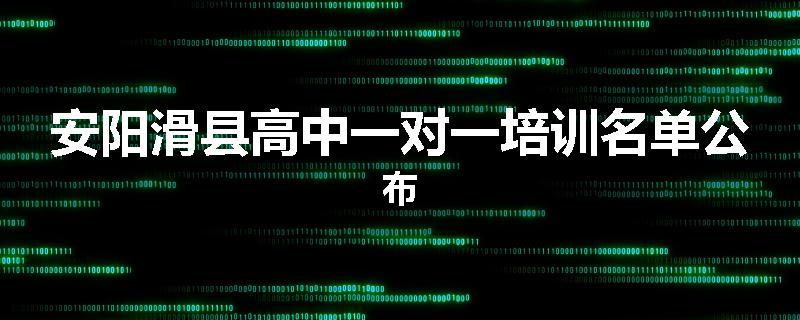 安阳滑县高中一对一培训名单公布