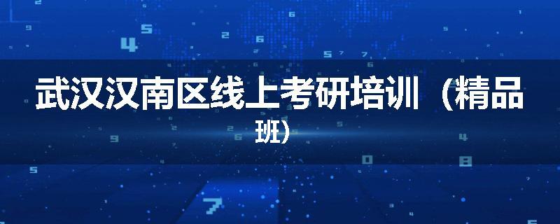 武汉汉南区线上考研培训（精品班）